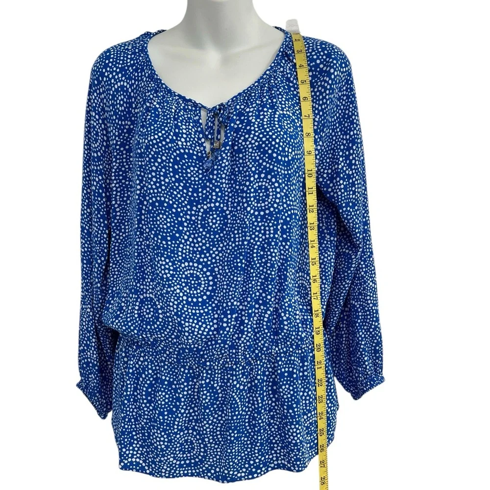 Michael Kors Blue Patterned Blouse Shirt Top in Size Small